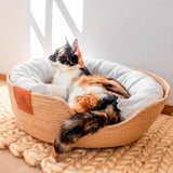 Wicker Cat Bed (3 Pieces)