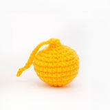 yellow ornament crocheted cat toy